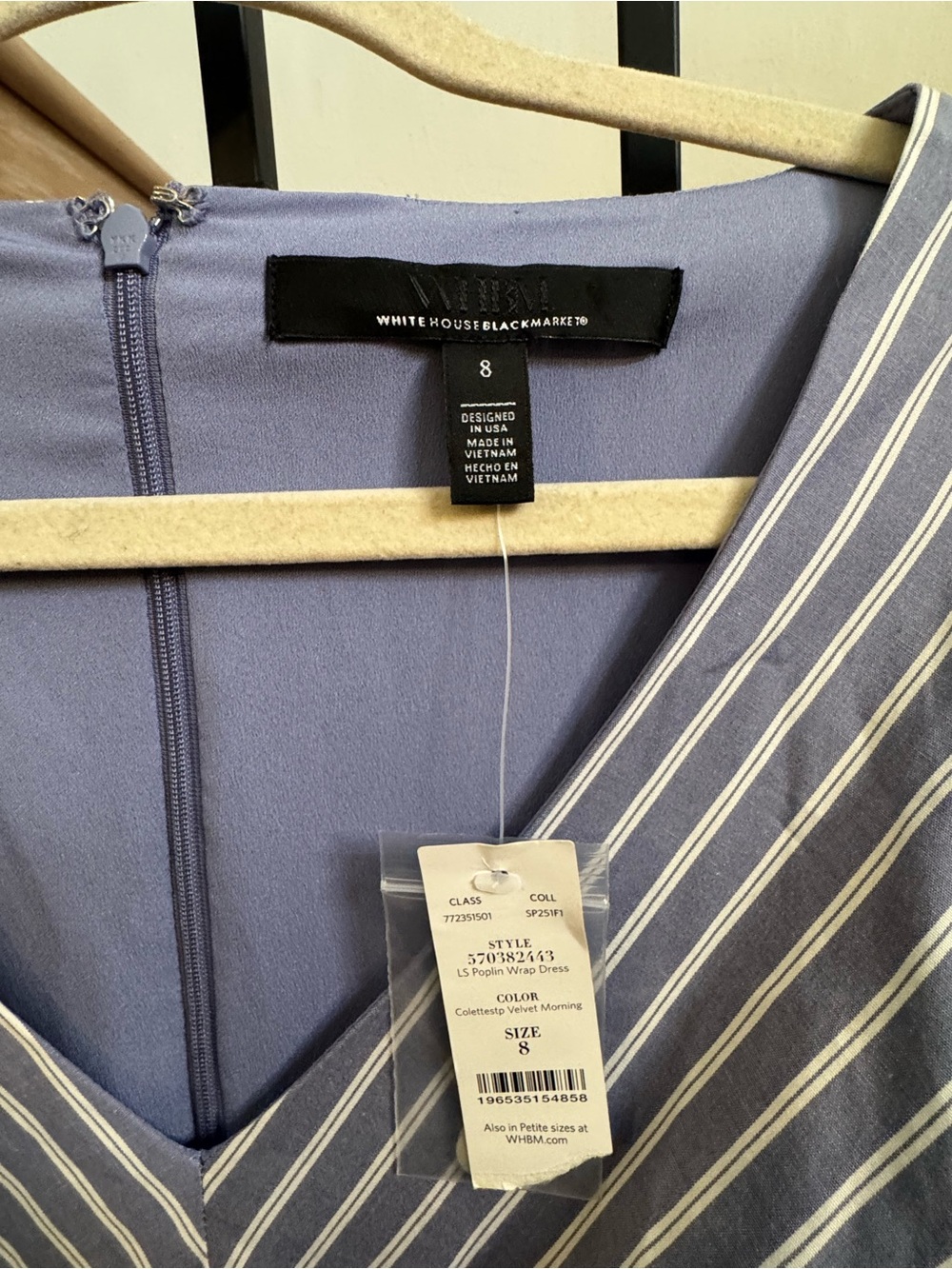 White House Black Market Blue Striped Wrap Dress - Picture 4 of 6